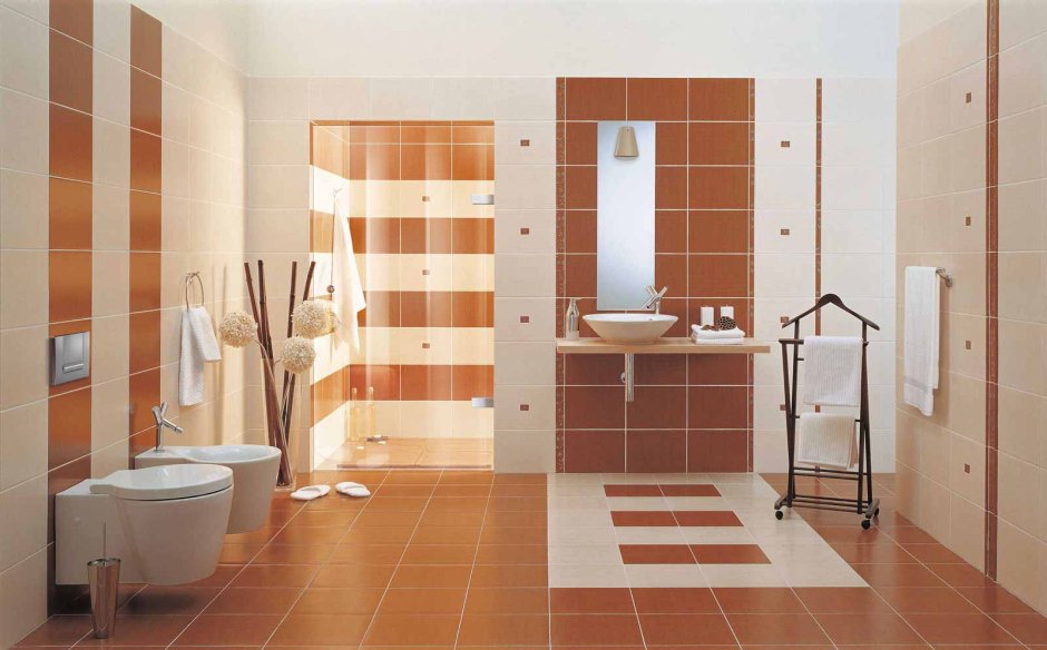 Оранжевая плитка для ванной