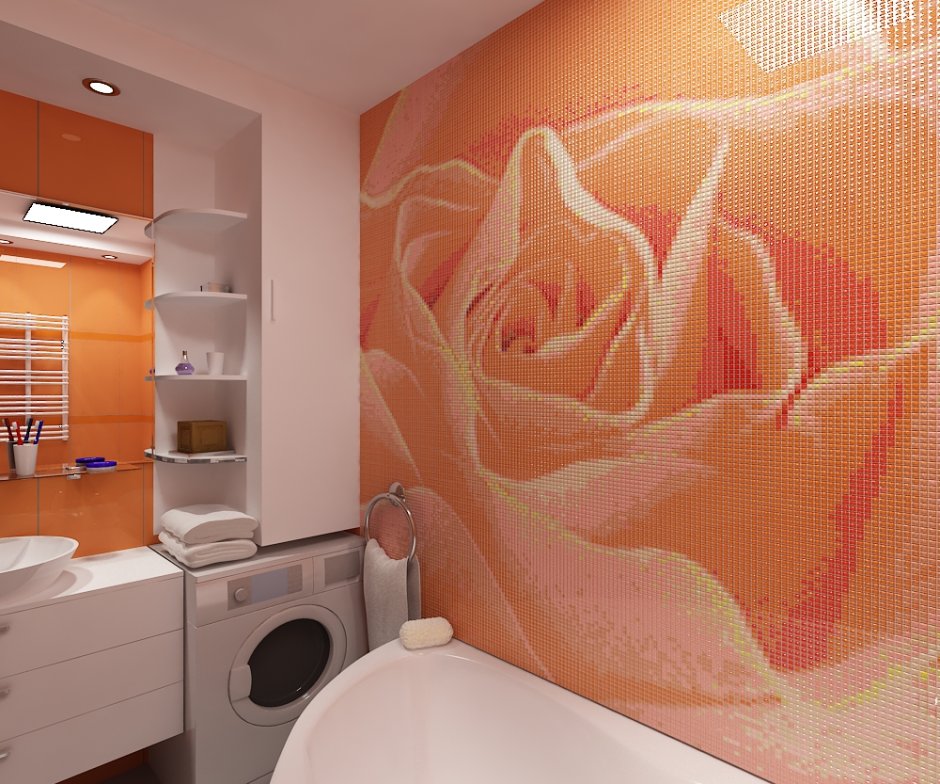 Оранжевый пол на кухне