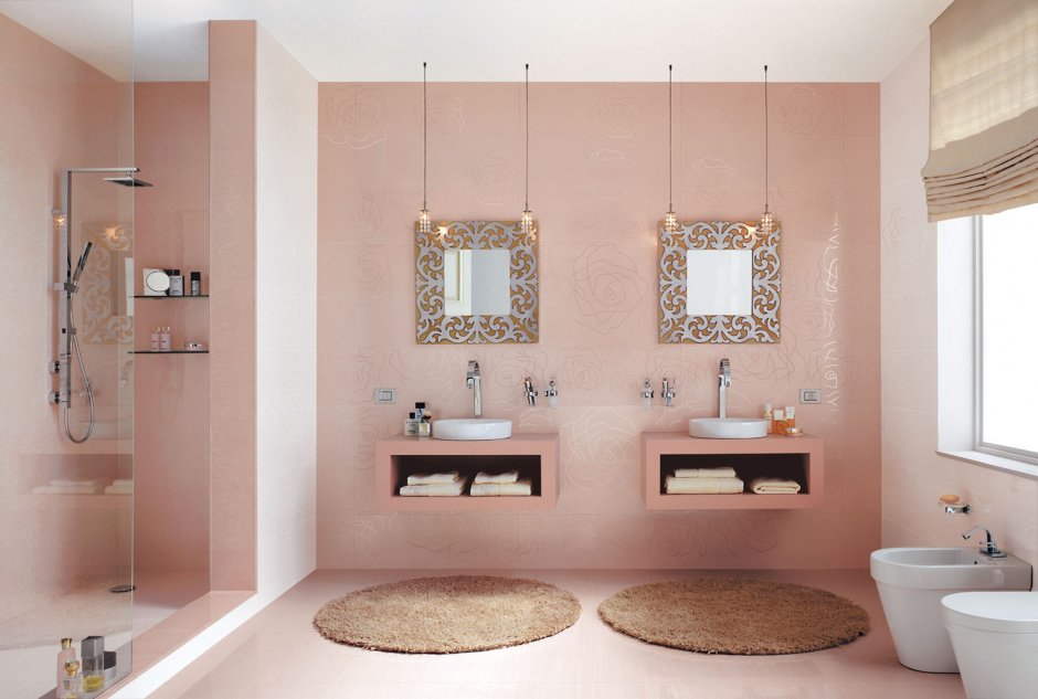 Ванная комната в персиковых тонах