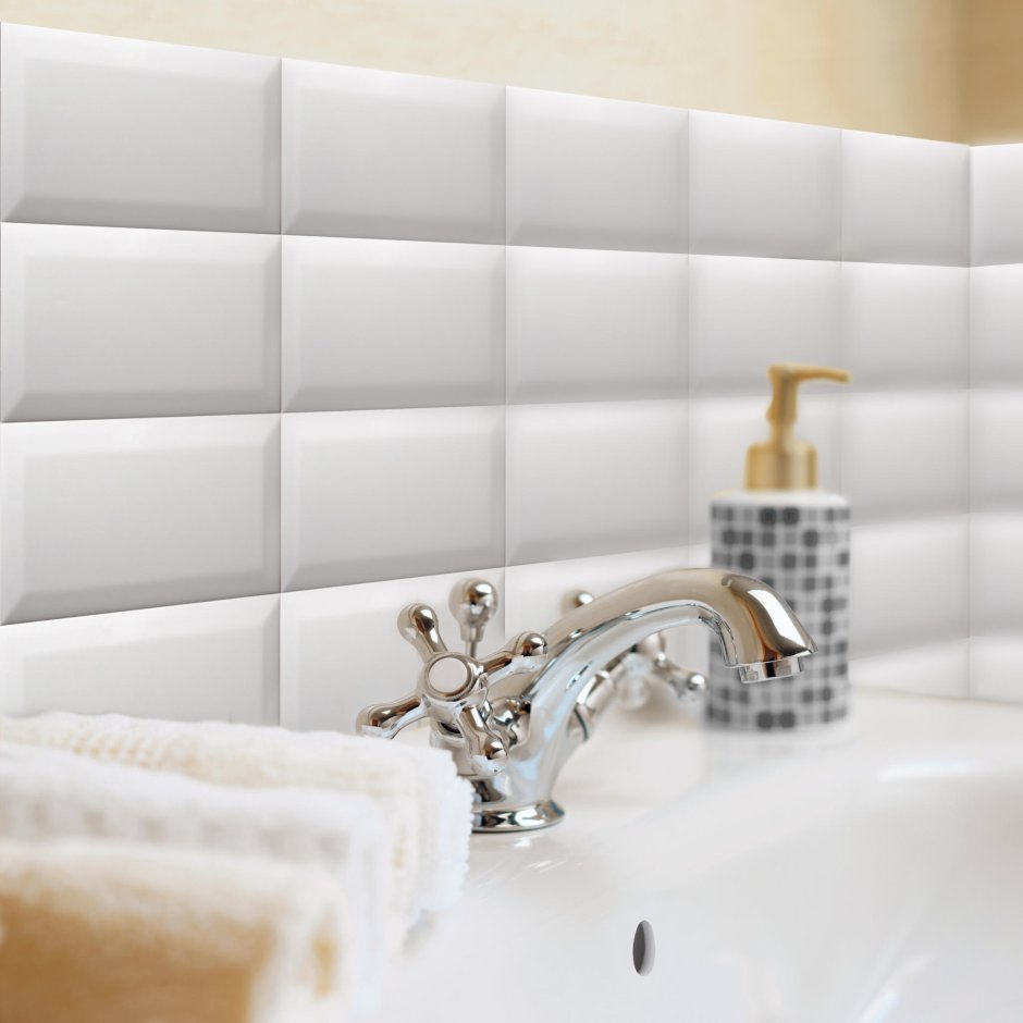 Плитка настенная Beveled Tile Snow White 10*30 белый