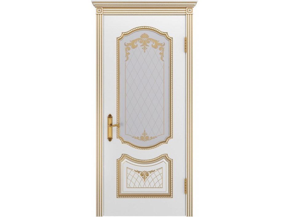 Дверь Ария 60 г белая эмаль патина белое золото золотой век Frant Россия