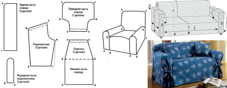 Чехлы на диван и кресла