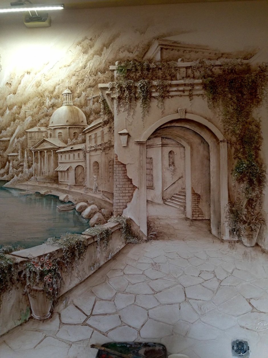 Современная роспись стен в интерьере