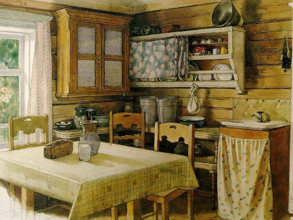 Кухня в Старом деревянном доме