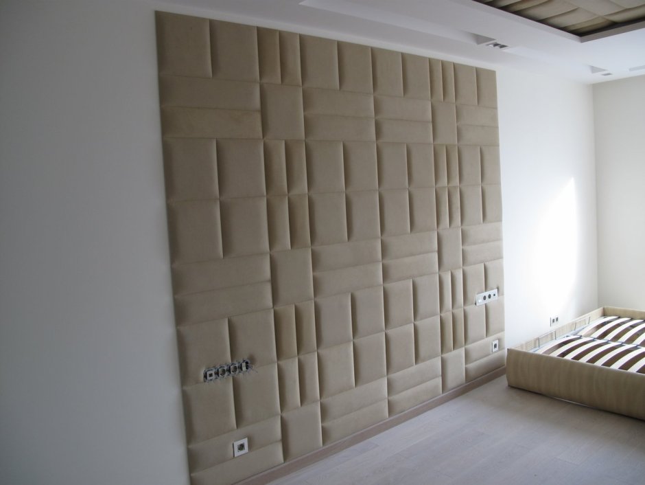 Мягкие стеновые панели в гостиной
