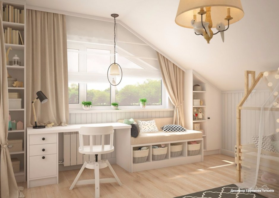 Комната для девочки на мансарде