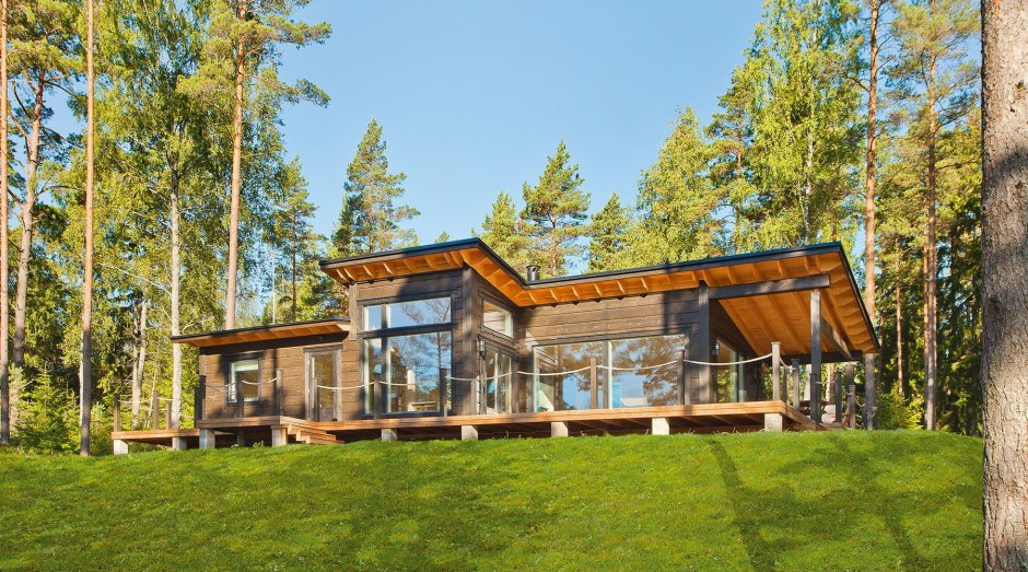 Финский домик с односкатной крышей