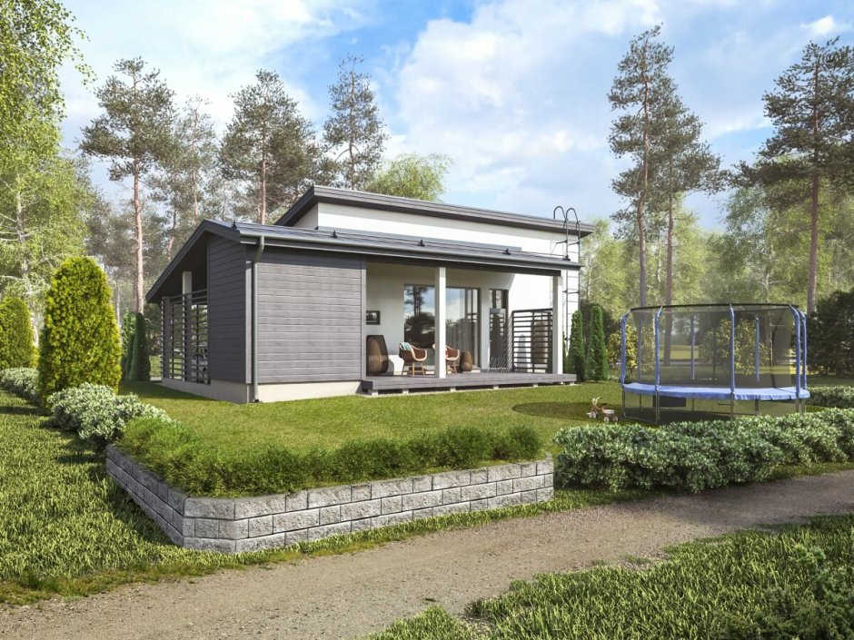 Дом с односкатной крышей Скандинавия проект