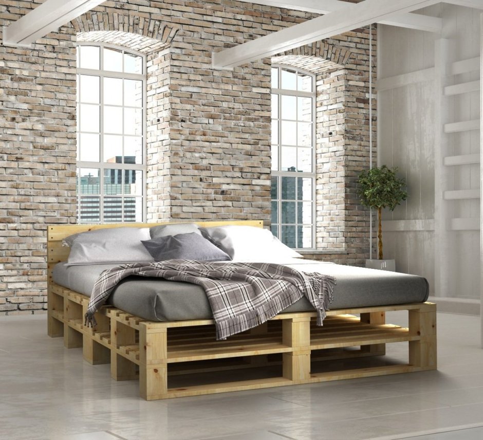 Хайтек деревянная спальня