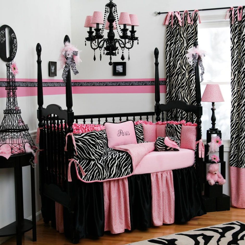 Черно розовая комната для девочек