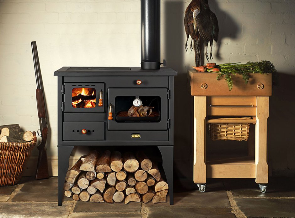 Prity Wood Burning Cooking Stove Cast Iron Top Oven Cooker Solid fuel log Burner 10kw