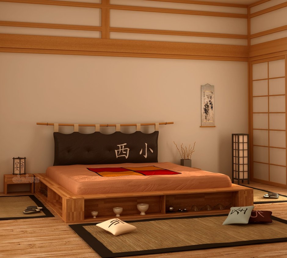 Кровать в стиле японского минимализма
