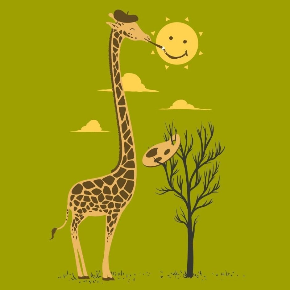 Жирафики на желтом фоне