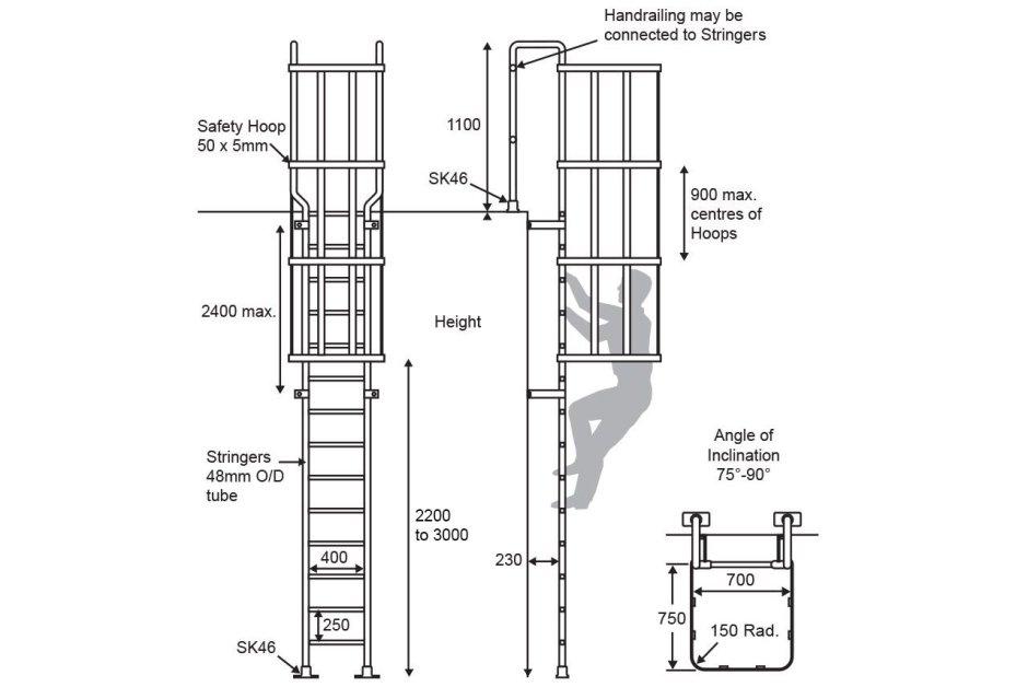 Схема трехколенной пожарной лестницы