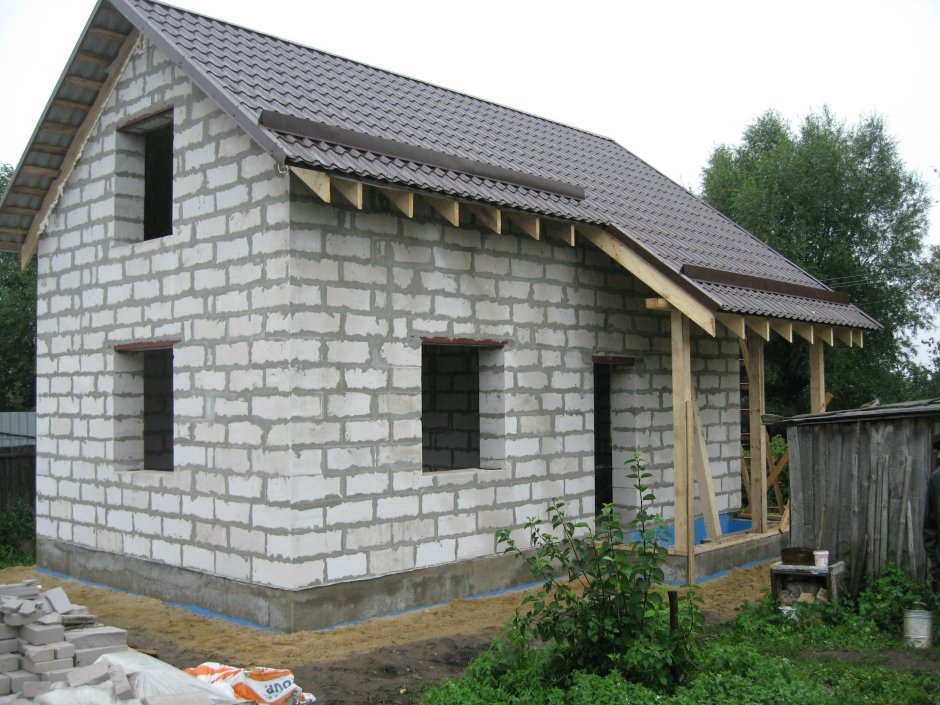 Баня 6х6 с мансардой пеноблоков