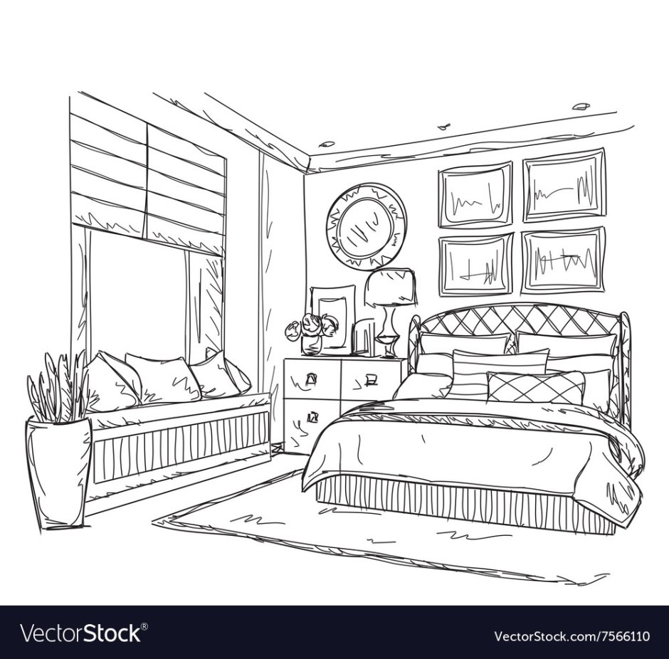 Спальня в современном стиле раскраска
