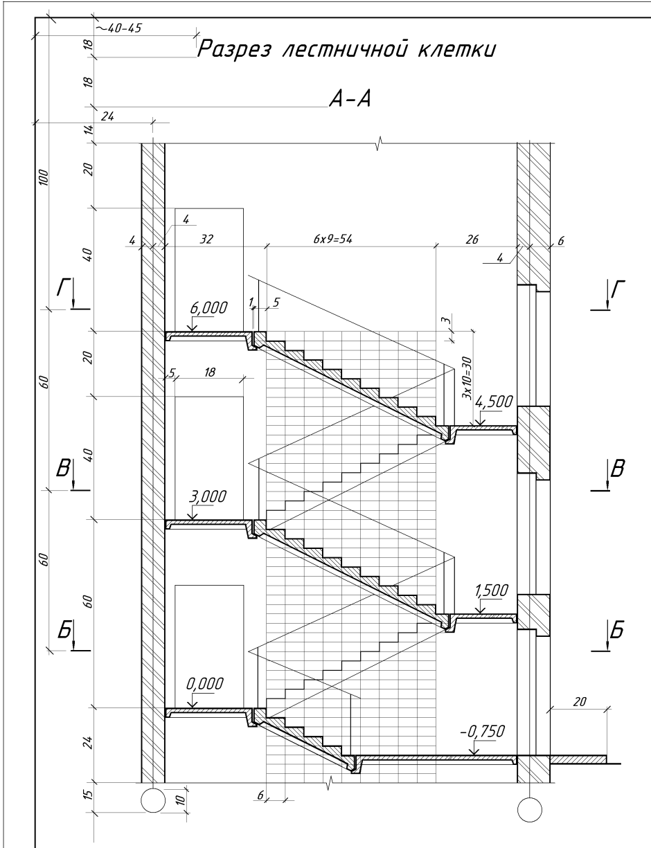 Исполнительная схема монолитной лестницы