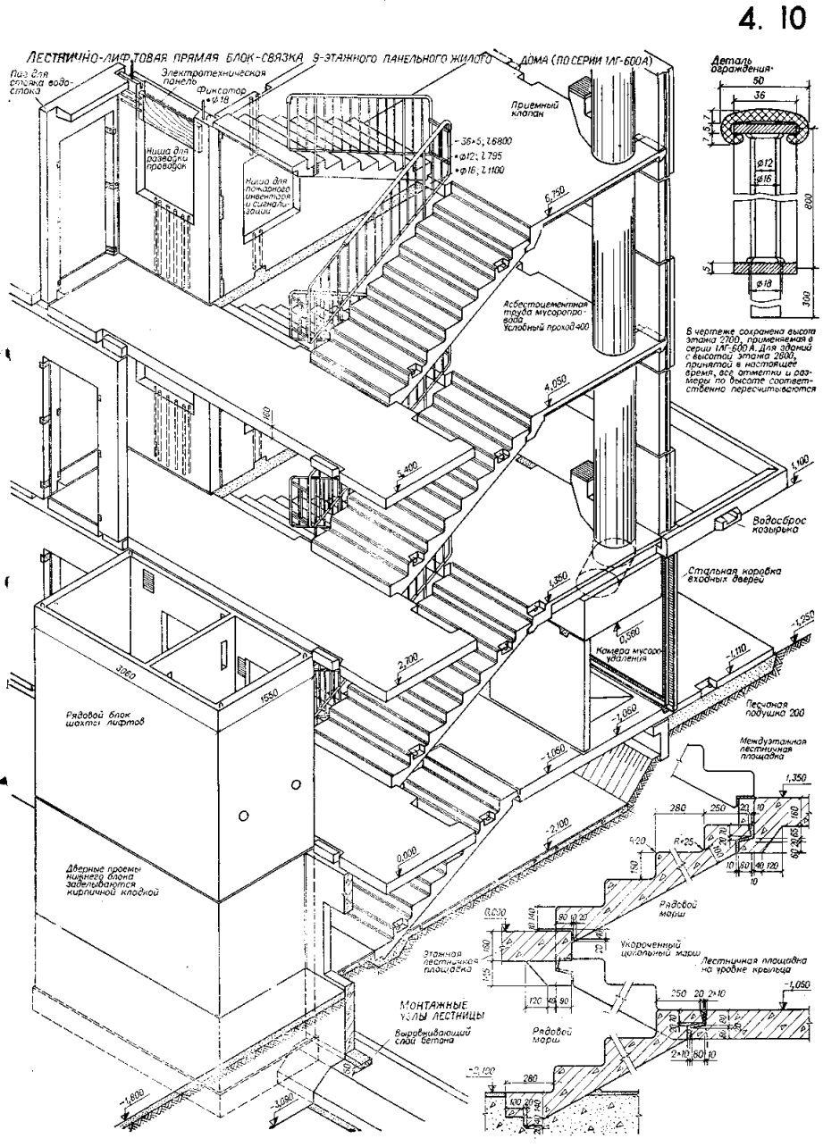 Полувинтовая лестница из бетона чертеж