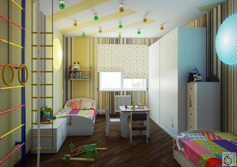 Детская комната для двоих разнополых 10 кв м