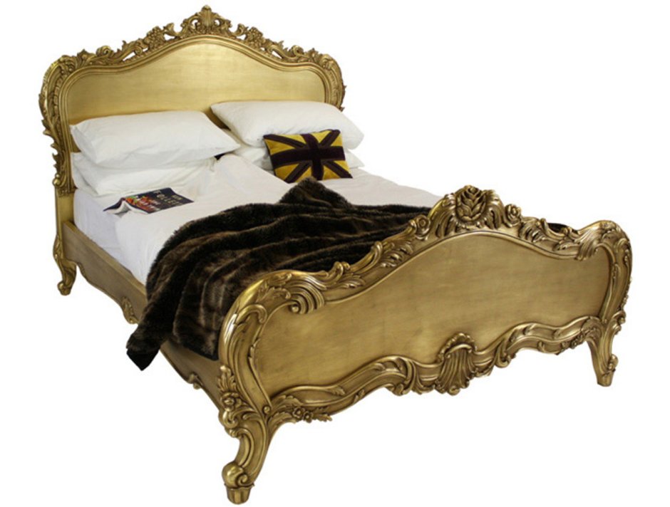 Золотая кровать на прозрачном фоне