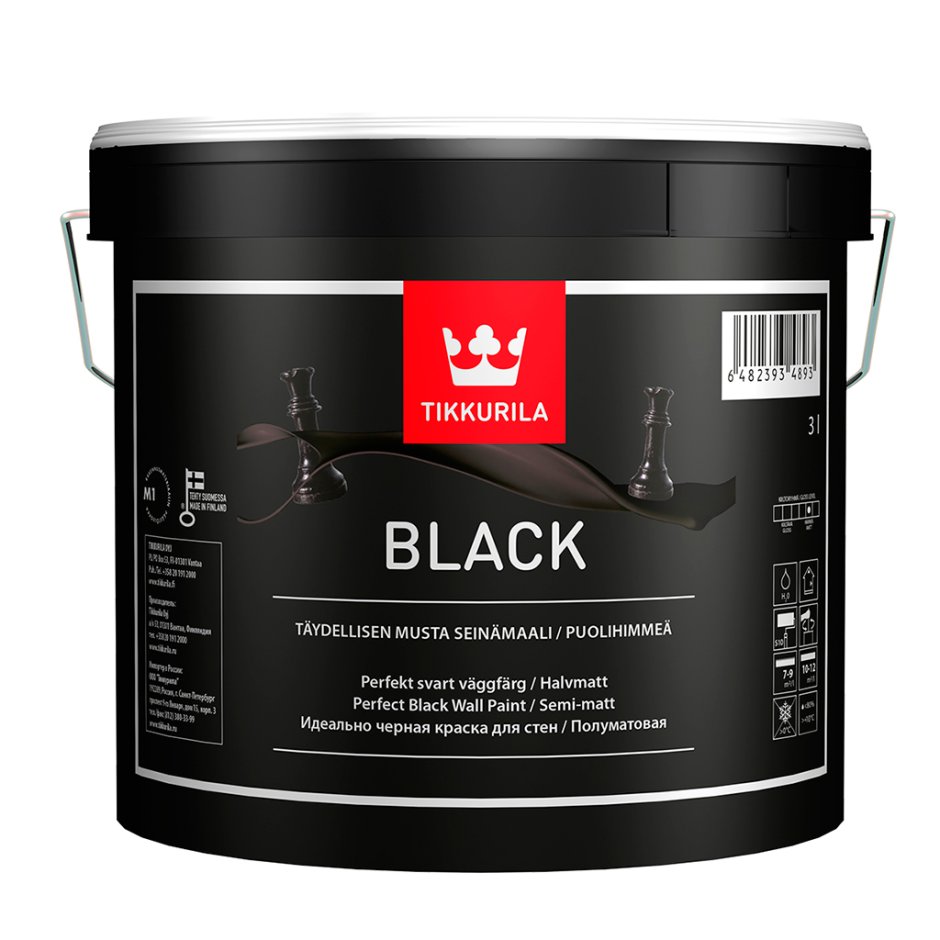 Tikkurila Black черная интерьерная полуматовая краска