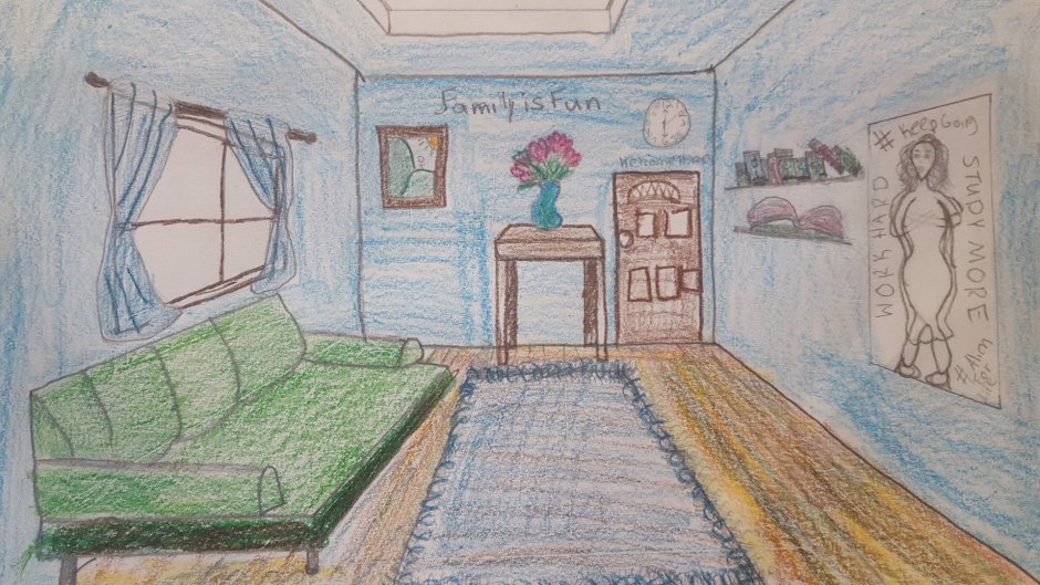 Рисование интерьера комнаты для детей