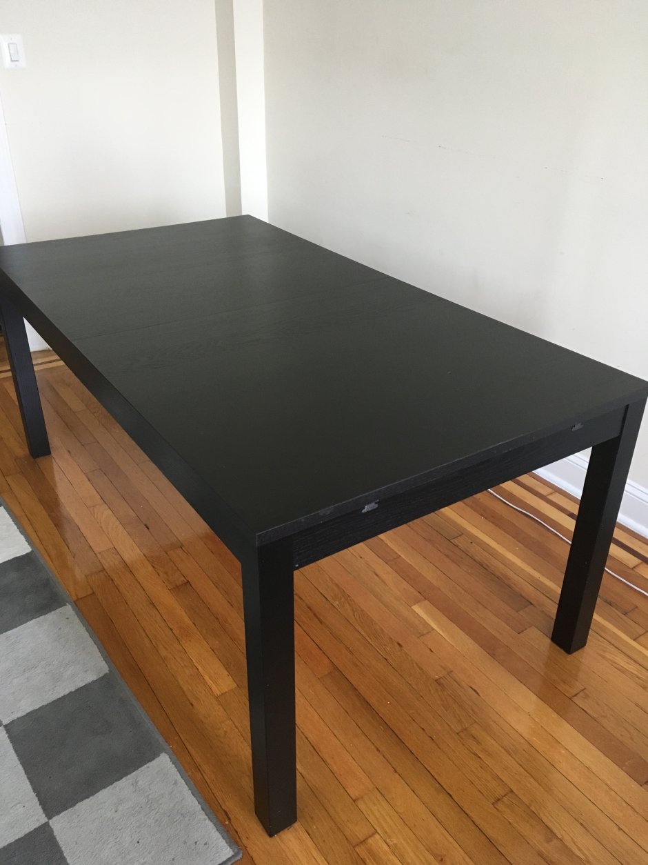 Bjursta БЬЮРСТА раздвижной стол, коричнево-чёрный115/166 см
