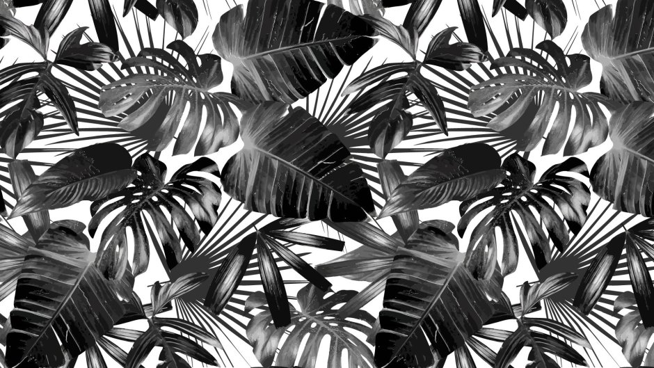 Тропические листья черные