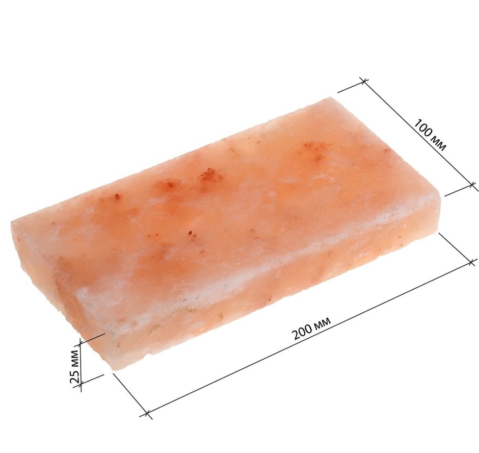 Плитка из гималайской розовой соли 200x100x25 мм шлифованная (с пазом)