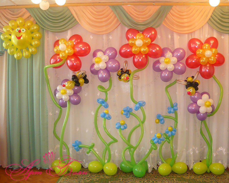 Украшение зала в детском саду воздушными шарами экология