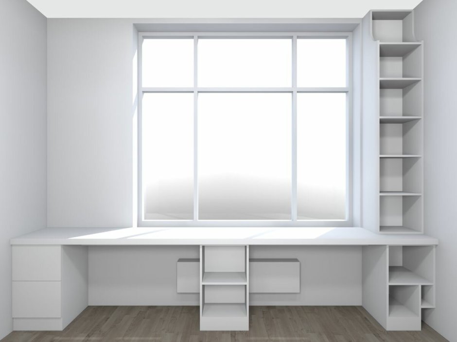 Рабочая зона у окна в детской для двоих