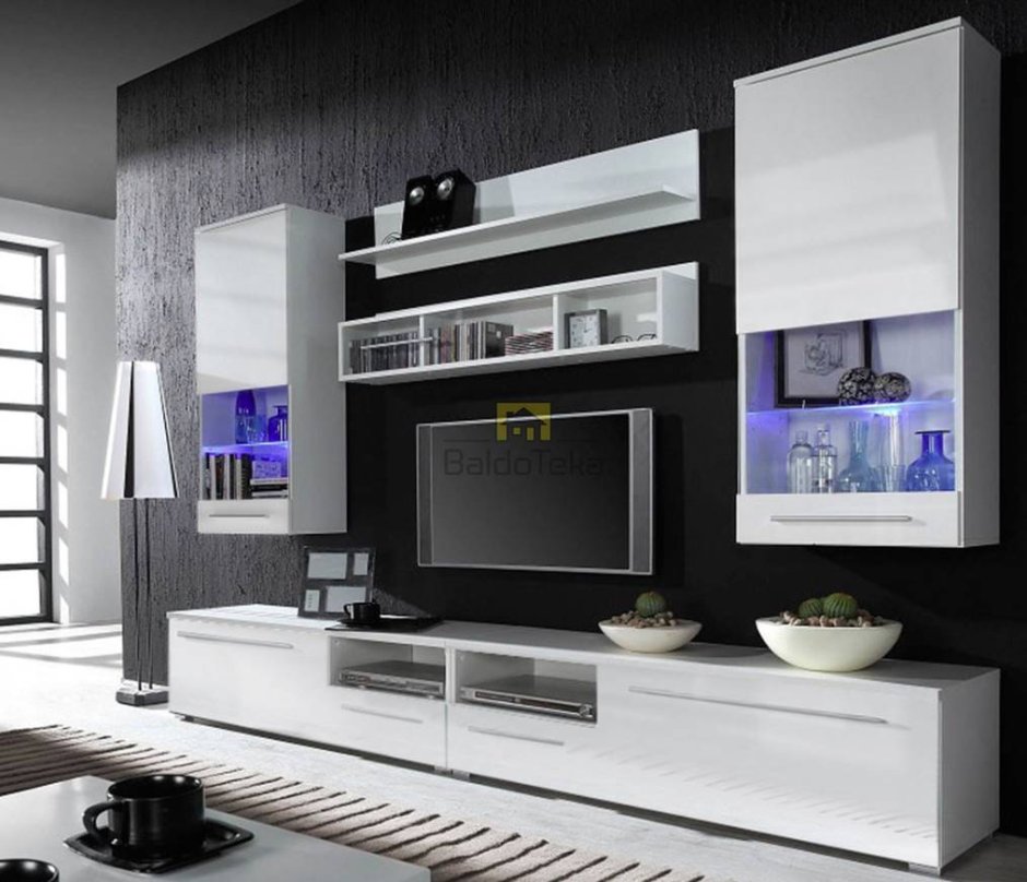 Стенка Глосс белый глянец