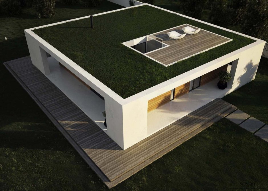 Zx84 - одноэтажный современный дом с плоской крышей