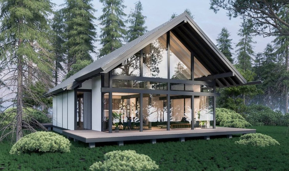 Загородный дом с панорамными окнами
