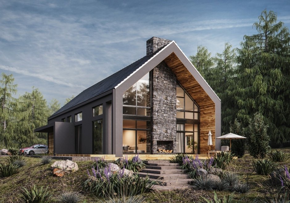 Домик с панорамными окнами