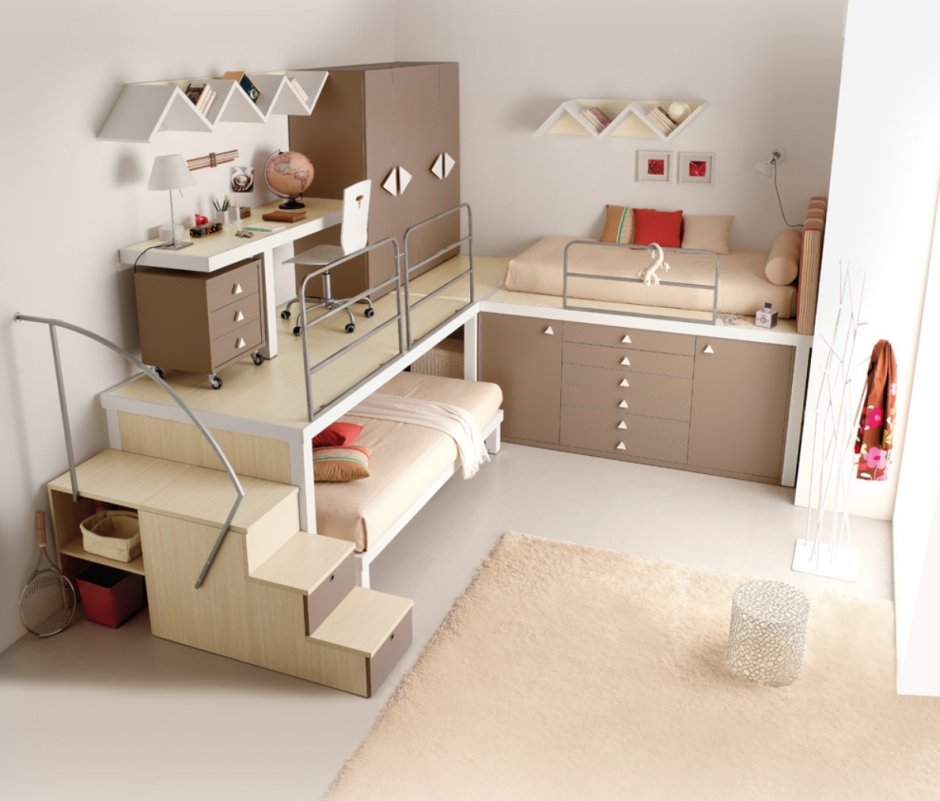 Детские комнаты с выдвижными кроватями