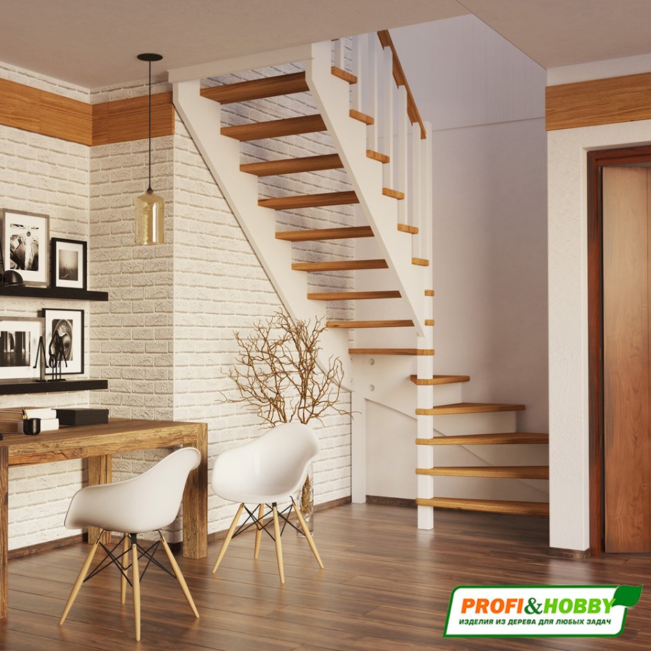 Бетонная лестница с забежными ступенями с поворотом на 90