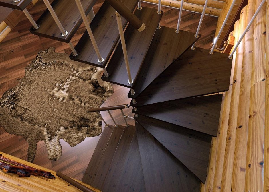 Лестница на металлокаркасе на монокосоуре