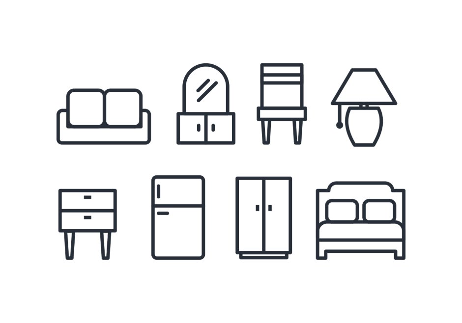 Векторные иконки мебель