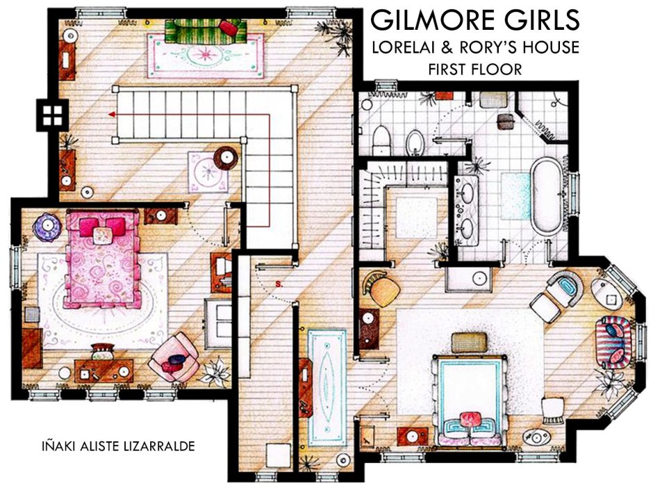 План дома из девочек Гилмор спальня