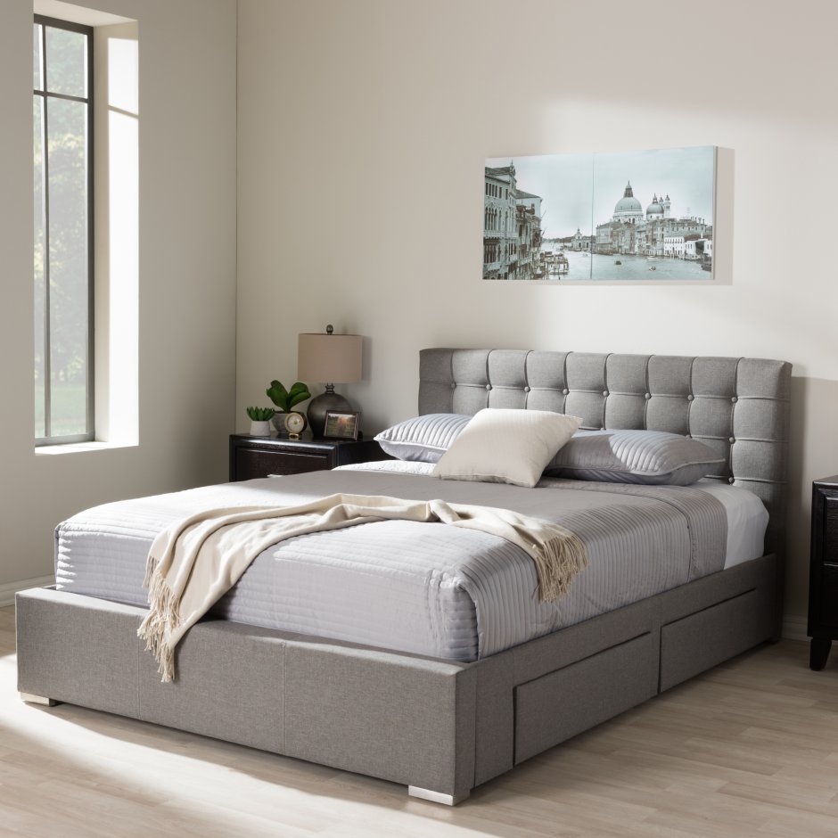 Кровать с подголовником мягким King Size