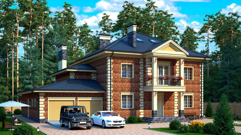 Дом с мансардой и террасой и гаражом 150м2