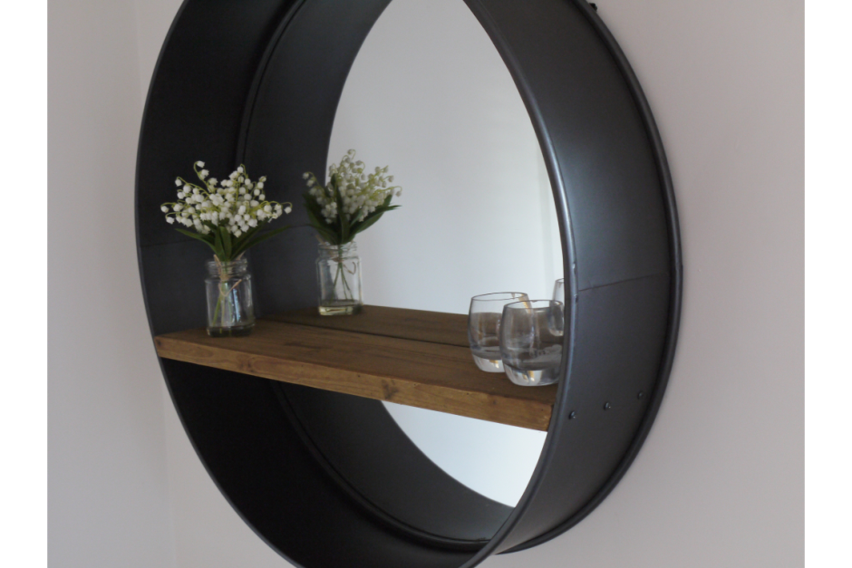 Овальное зеркало черный металлический каркас 70x35cm Loft