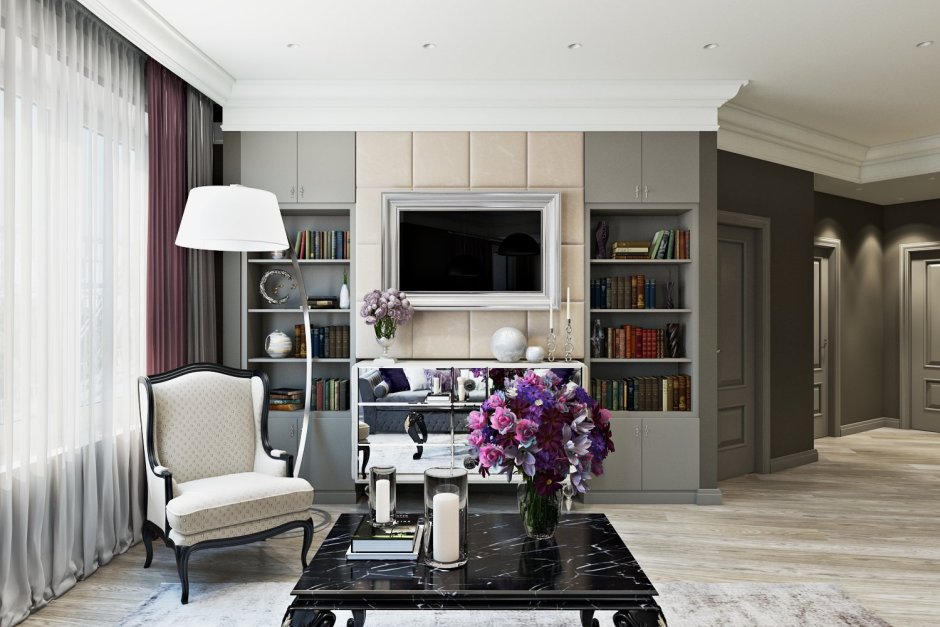 Зона ТВ В гостиной в стиле Неоклассика
