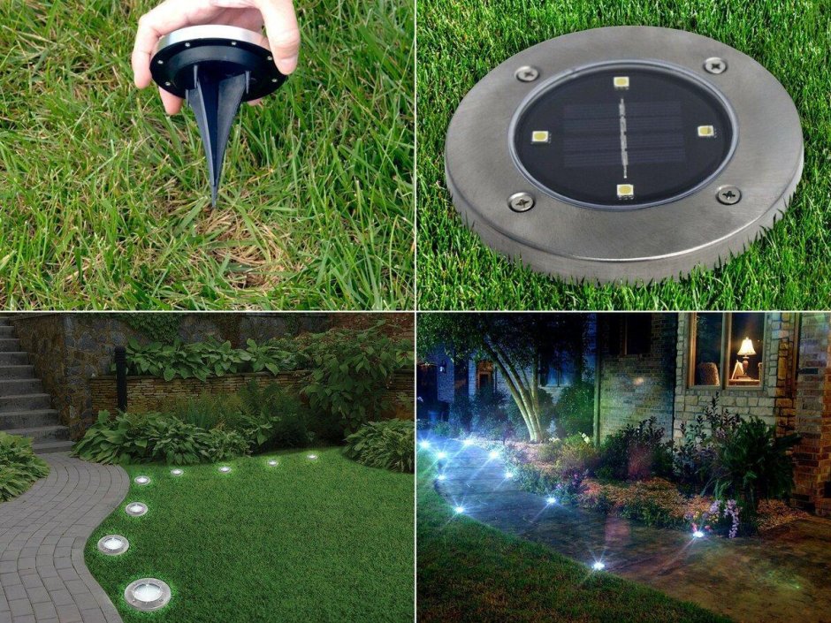 Садовый светильник на солнечной батарее Disk Lights 8 led, 1 шт