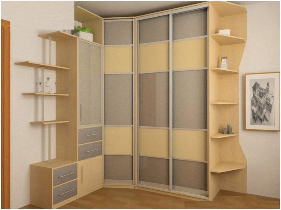 Угловой шкаф с полками