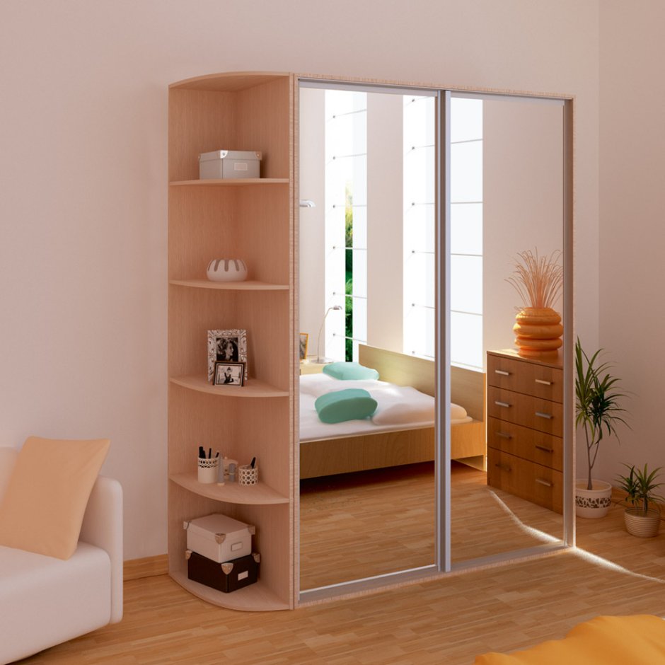 Шкаф купе с угловатыми полками