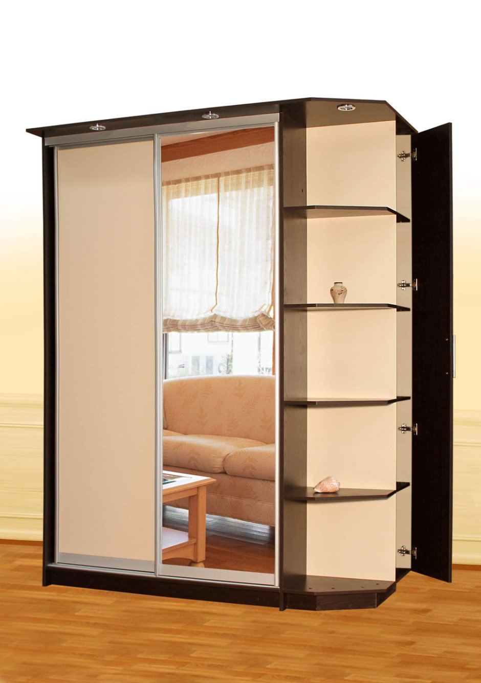 Шкаф купе с боковыми полками