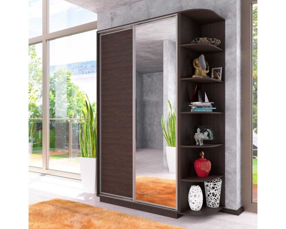 Шкаф-купе с боковыми полками в прихожую