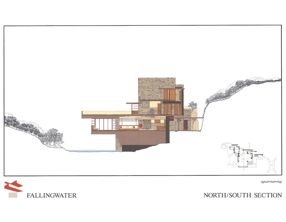 Дом над водопадом Фрэнк Ллойд Райт планы